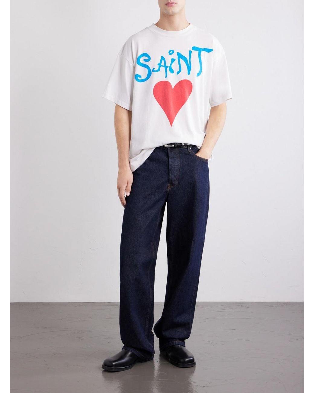 SAINT Mxxxxxx White Logo-Print Cotton-Jersey T-Shirt for men