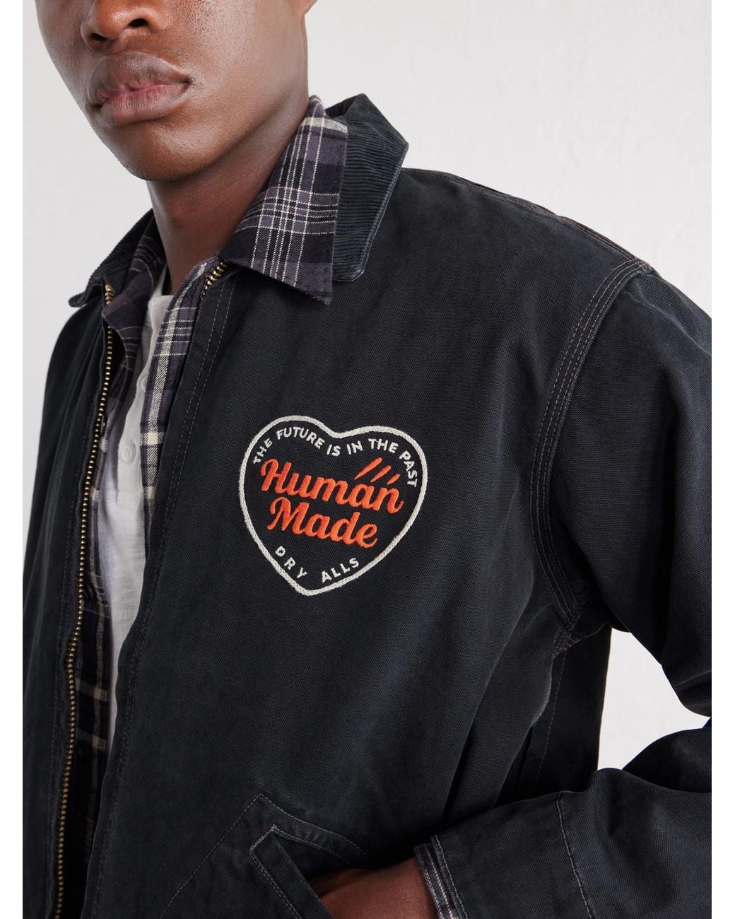 Human Made Blue Logo-Embroidered Corduroy-Trimmed Cotton-Twill Blouson Jacket for men