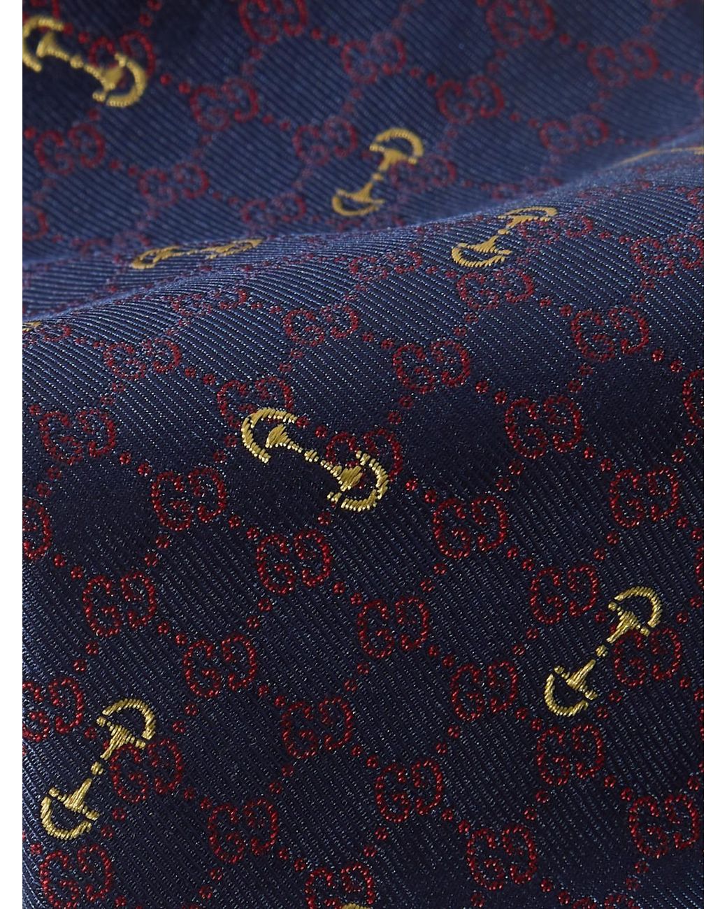 Gucci Blue 7Cm Logo-Embroidered Silk-Jacquard Tie for men