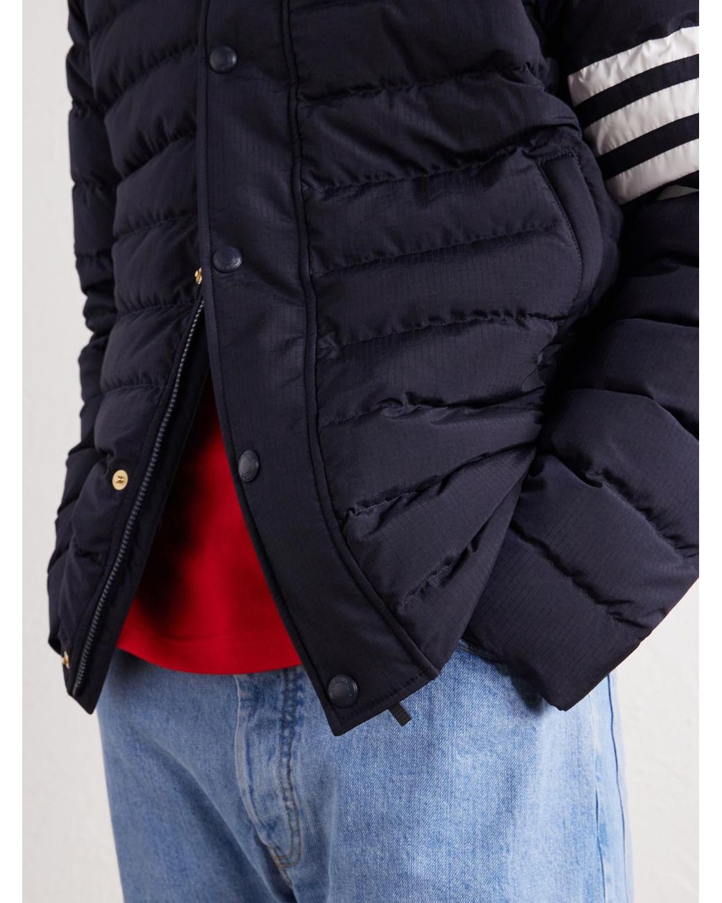 Thom Browne Blue Striped Quilted Ripstop Down Jacket for men
