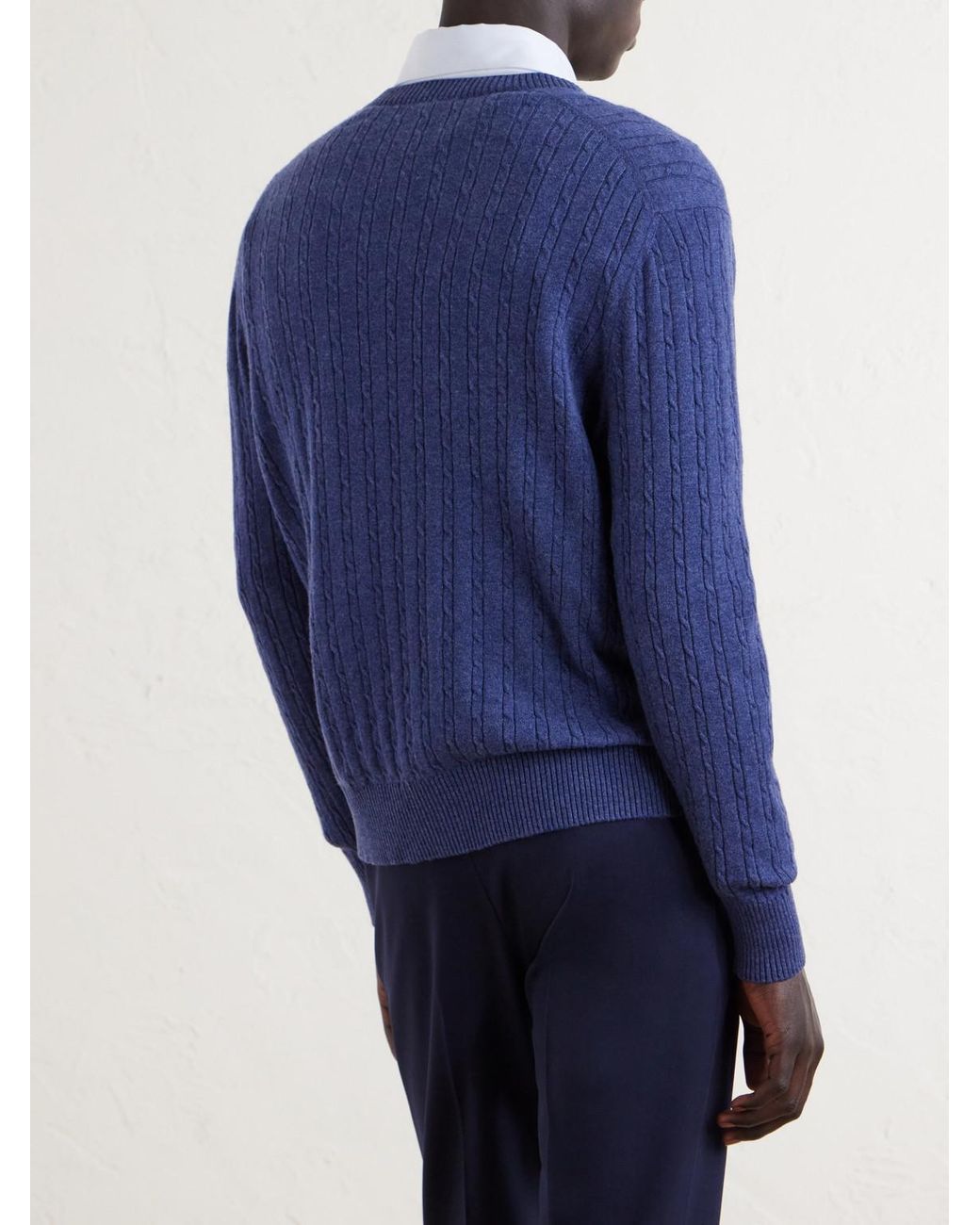 Dunhill Blue Ribbed Cashmere Sweater for men