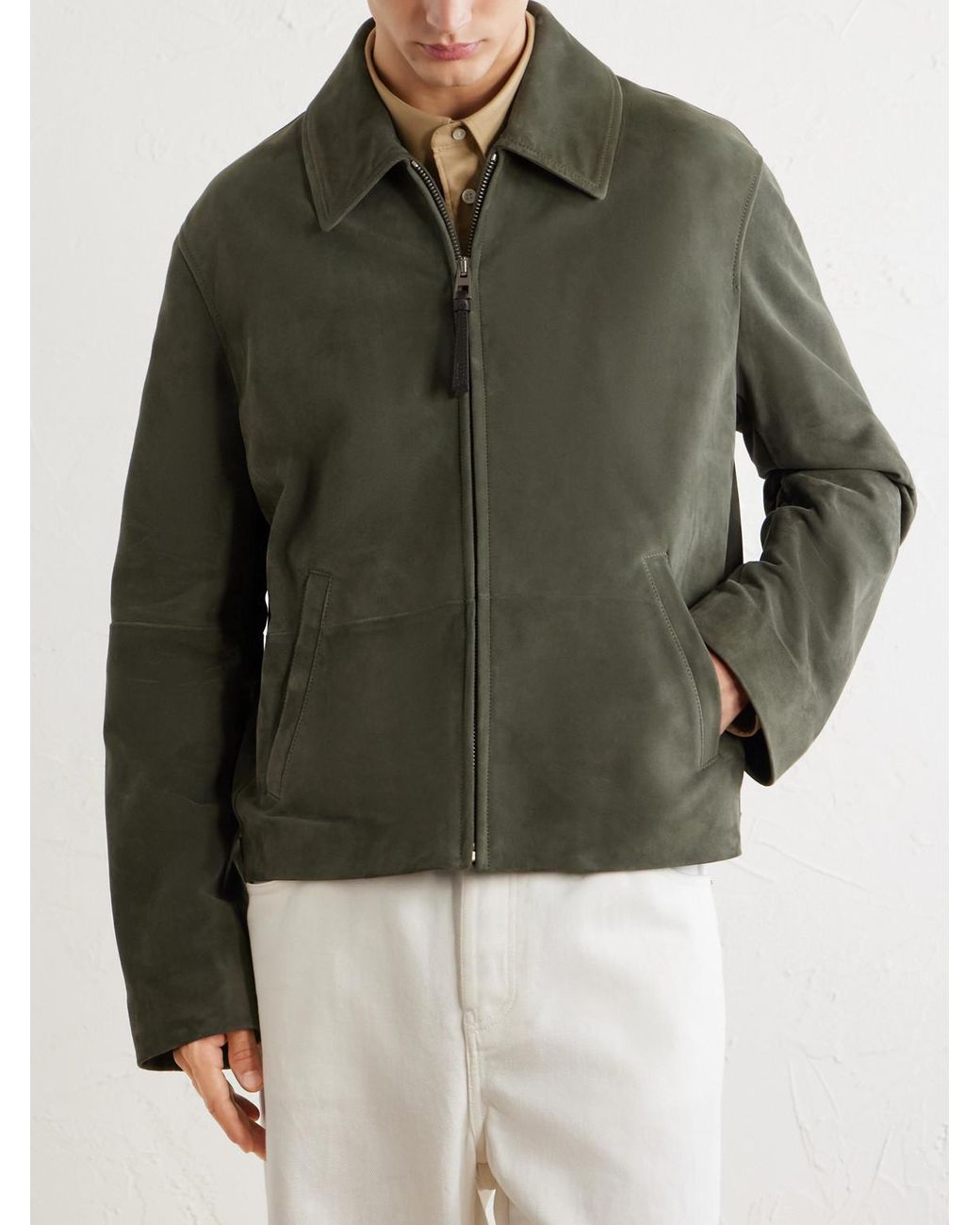 Loewe Green Suede Jacket for men