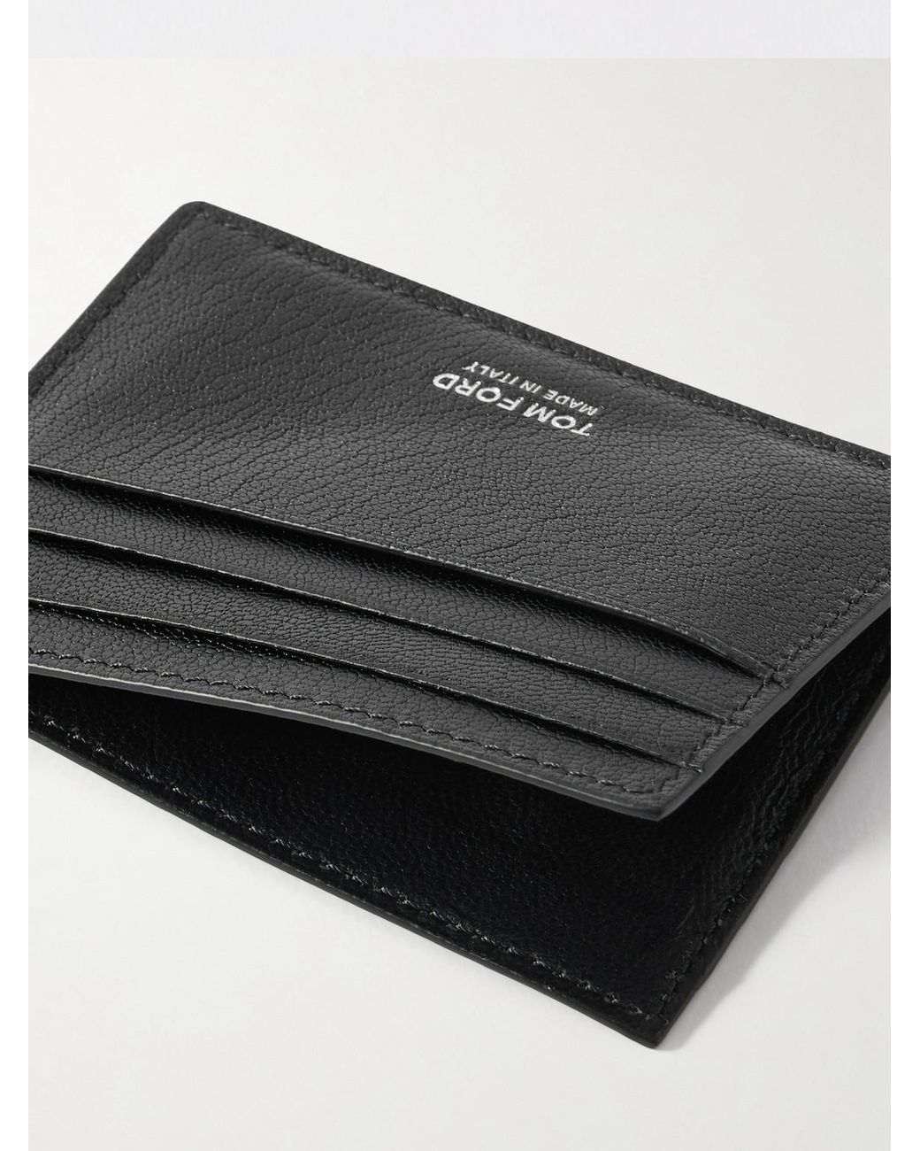 Tom Ford Black Pebble-Grain Leather Cardholder for men