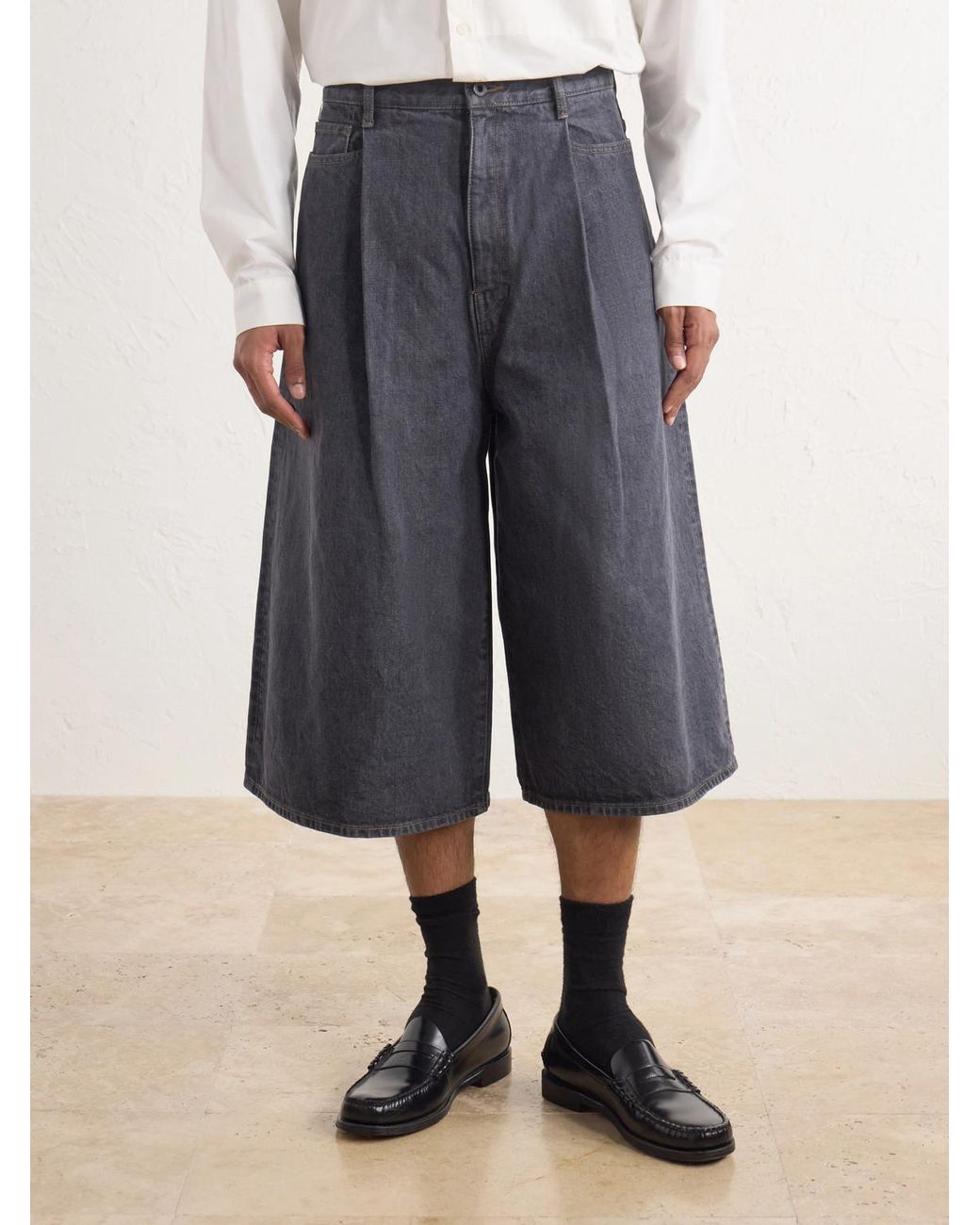 Kapital Blue Wide-leg Denim Shorts for men