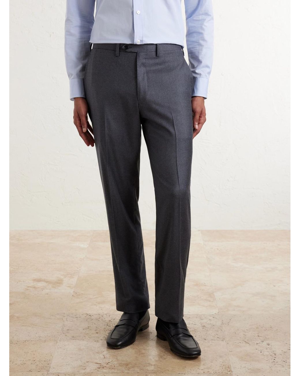 Kiton Blue Straight-Leg Wool Suit Trousers for men