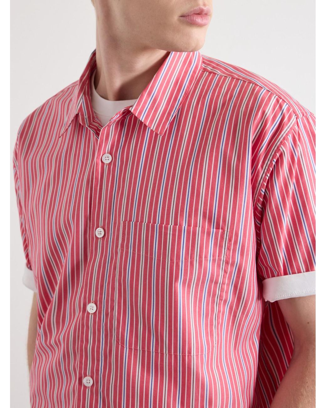 Aimé Leon Dore Pink Striped Cotton-Poplin Shirt for men