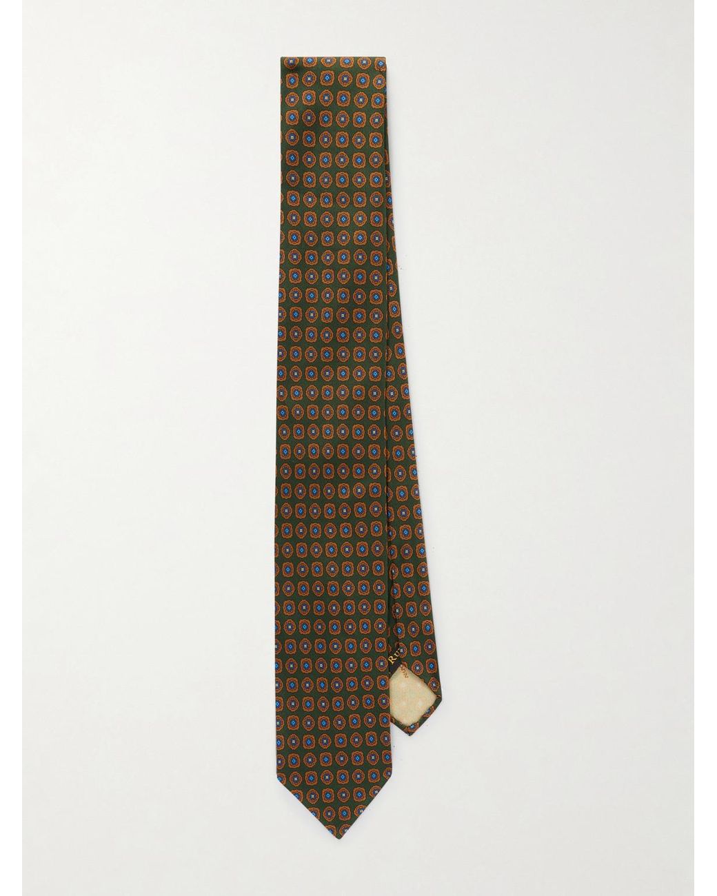 Rubinacci Natural 9Cm Printed Silk-Twill Tie for men