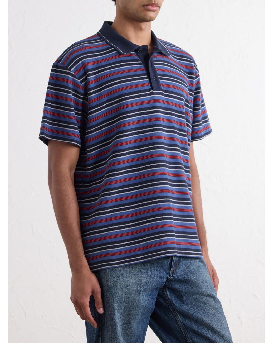 Rag & Bone Blue Striped Cotton-Piqué Polo Shirt for men