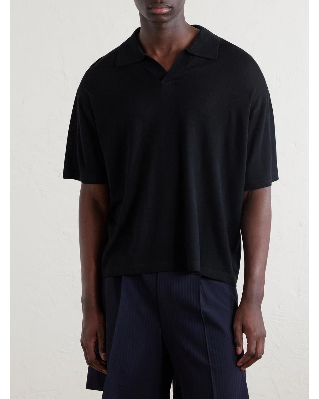FRAME Blue Knitted Cotton Polo Shirt for men