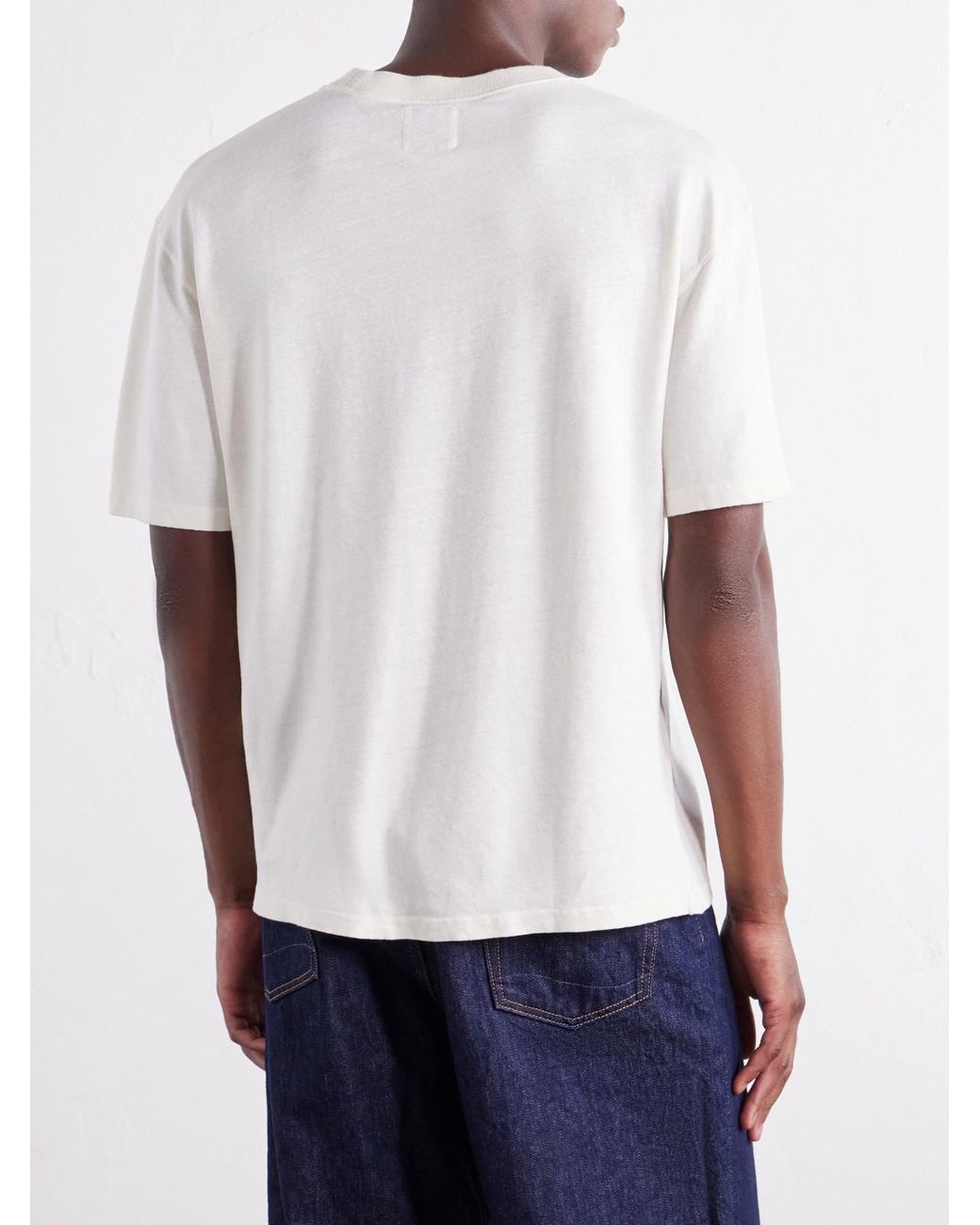 Drake's White Linen And Cotton-Blend Jersey T-Shirt for men