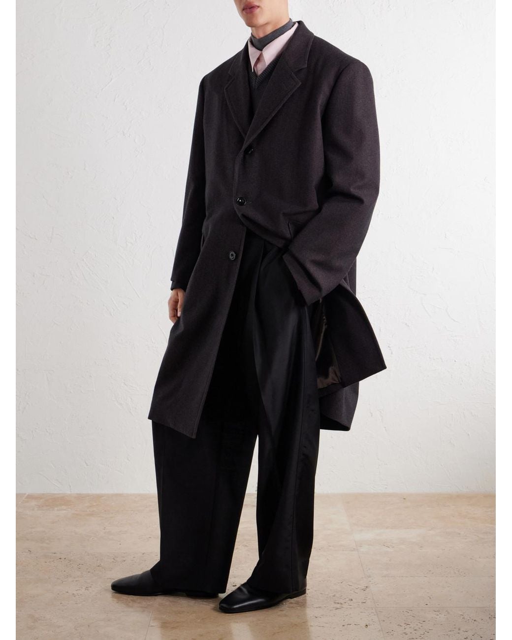 Lemaire Blue Woven Cashmere-Blend Coat for men