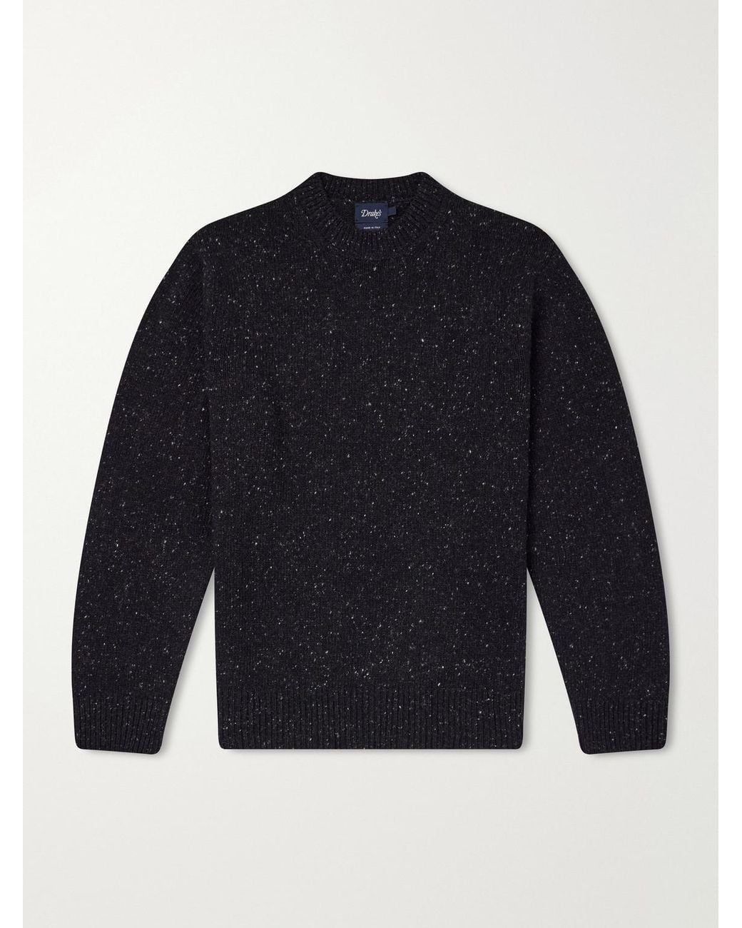 Drake's Blue Donegal Mélange Wool, Silk And Cashmere-Blend Sweater for men