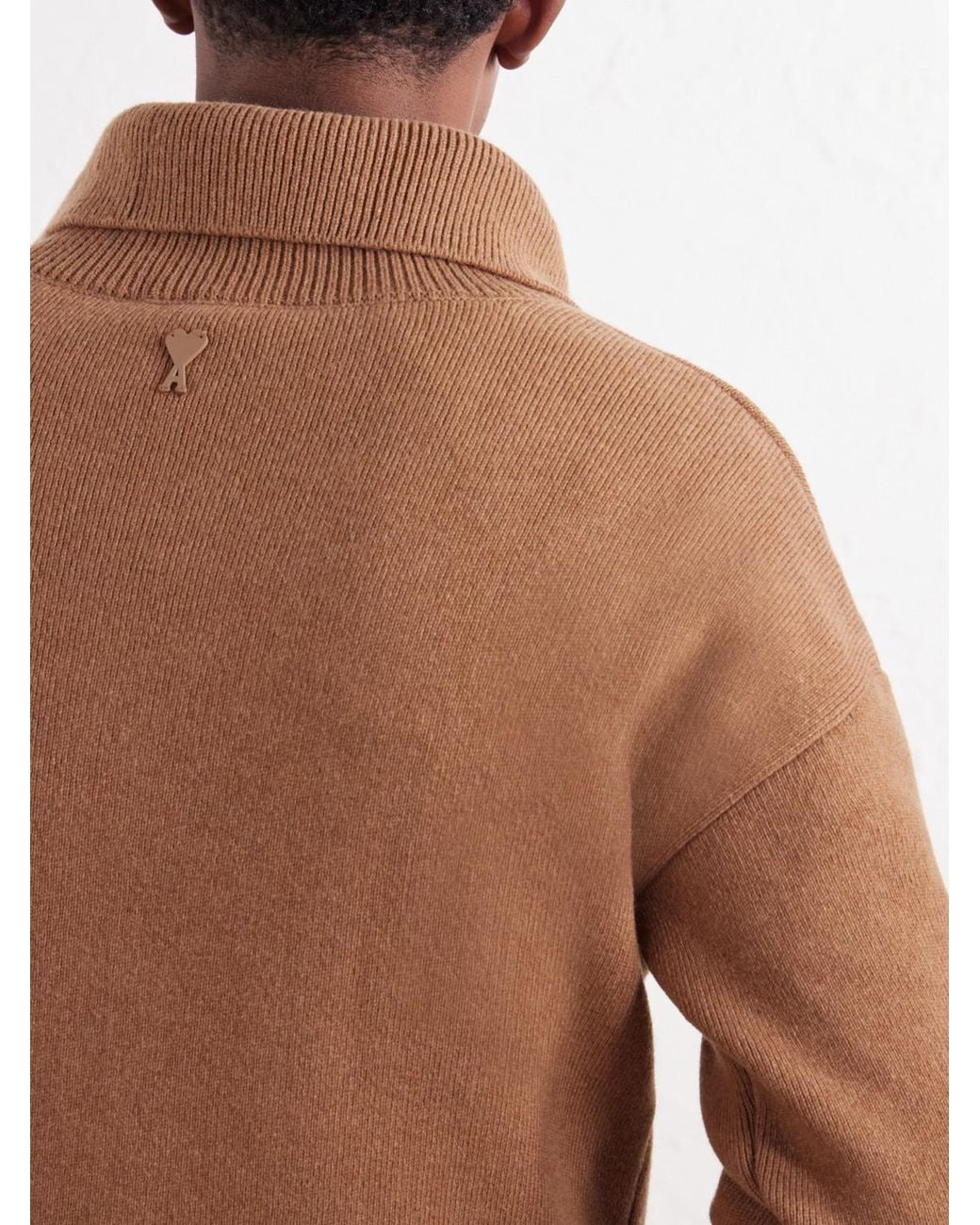 AMI Brown Merino Wool Sweater for men