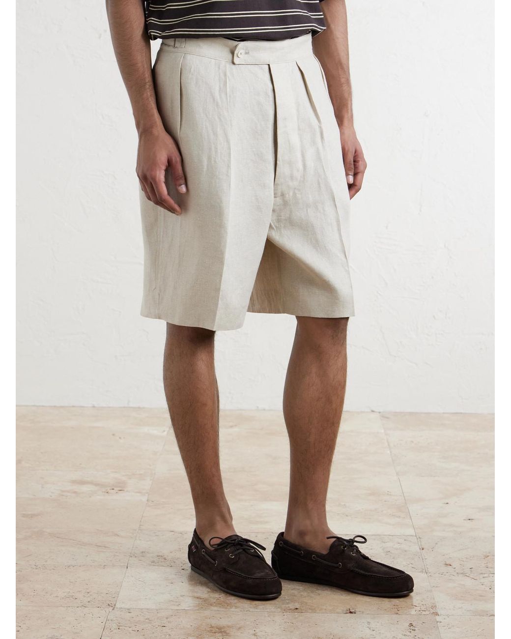 Kaptain Sunshine Natural Gurkha Straight-leg Linen And Silk-blend Shorts for men