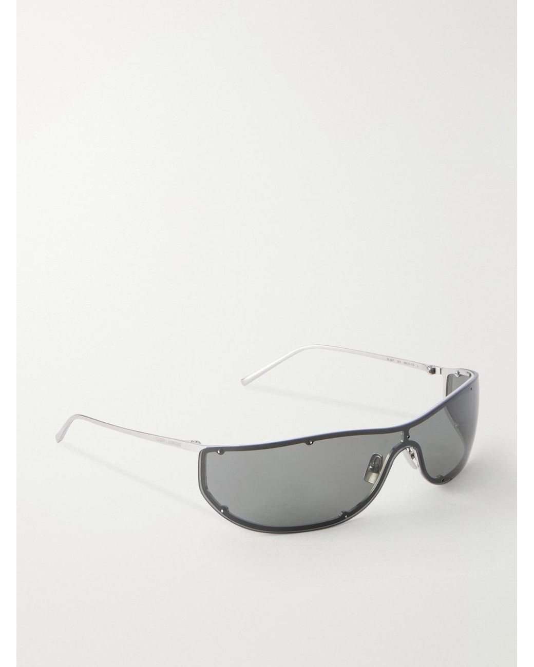 Saint Laurent Gray Mask Rimless Aviator-Style-Tone Sunglasses for men