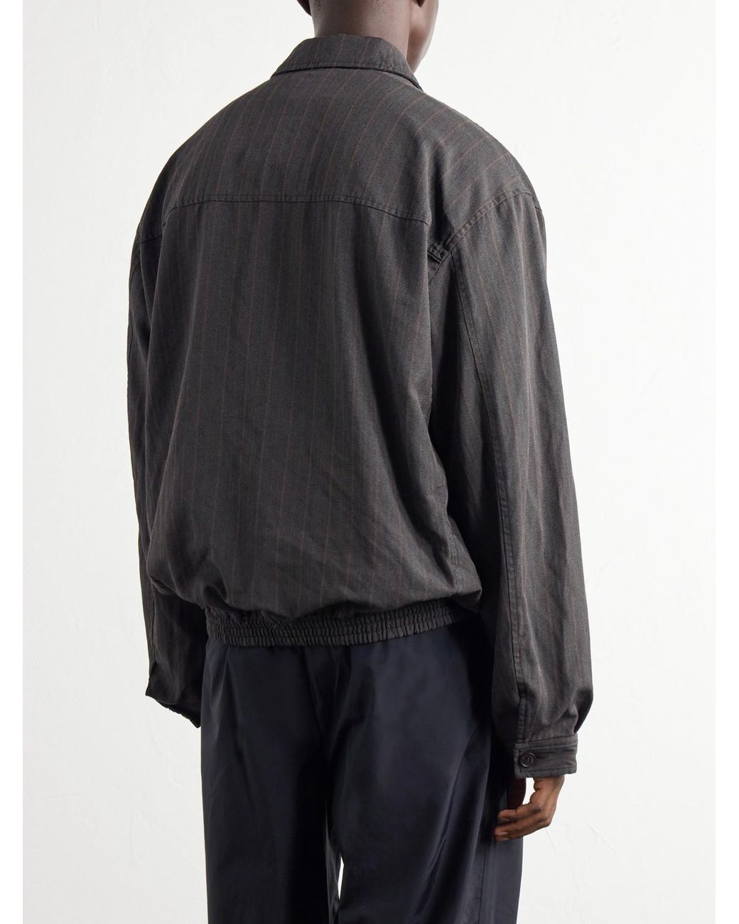 Comme des Garçons Black Crinkled Striped Herringbone Jacket for men