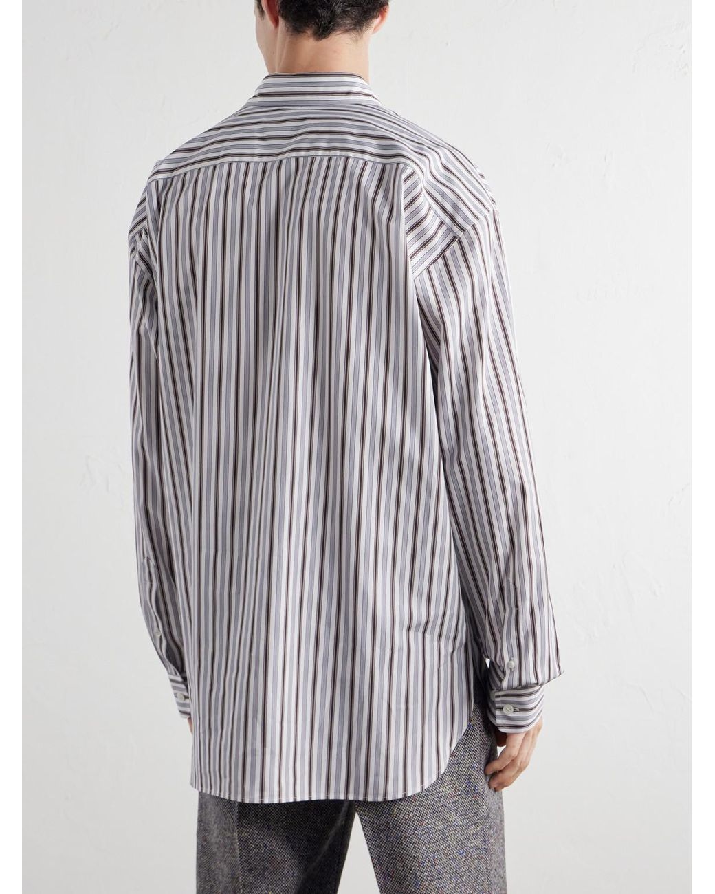 Dries Van Noten White Croom Striped Cotton-Poplin Shirt for men