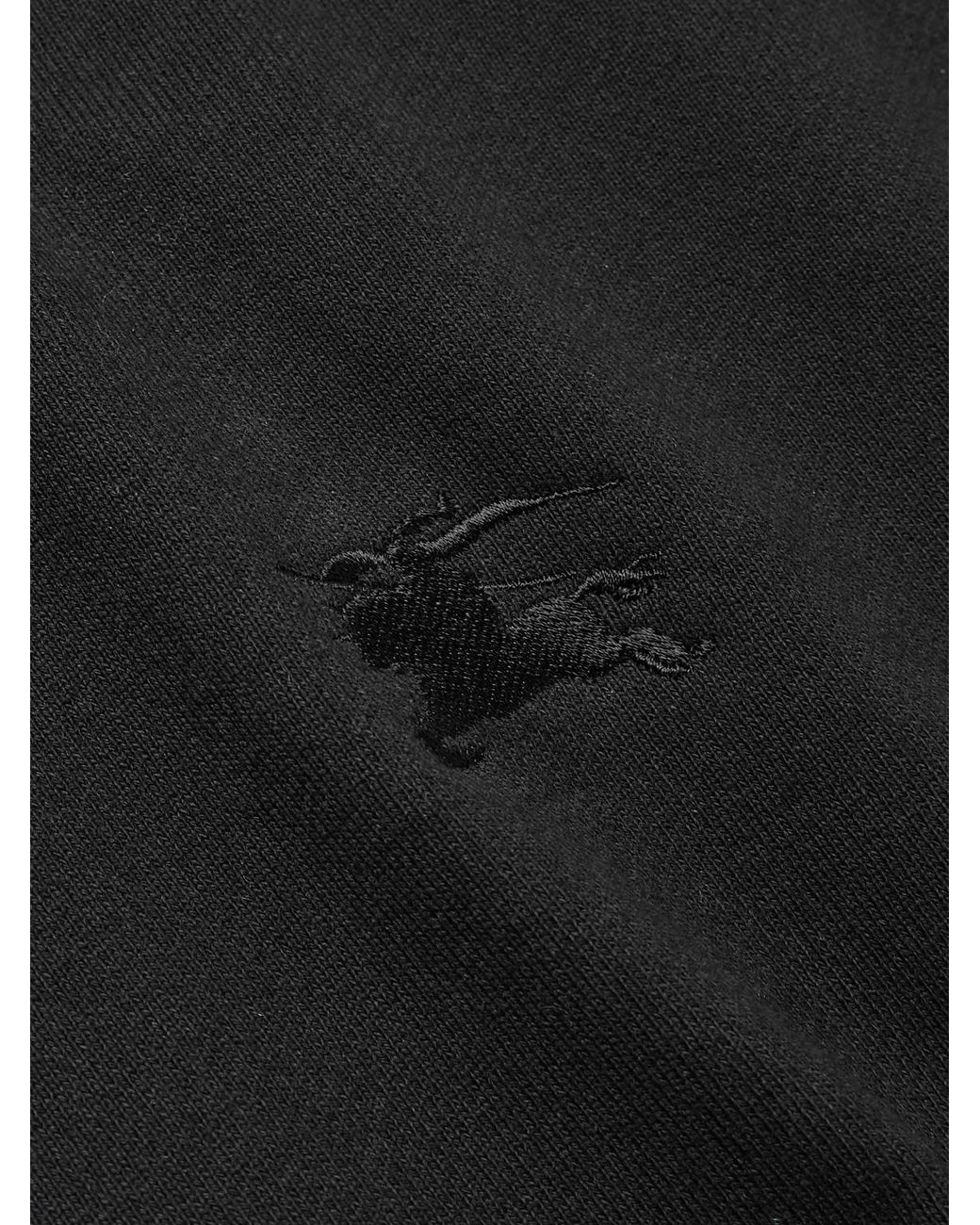Burberry Black Checked Logo-Embroidered Cotton-Jersey Hoodie for men