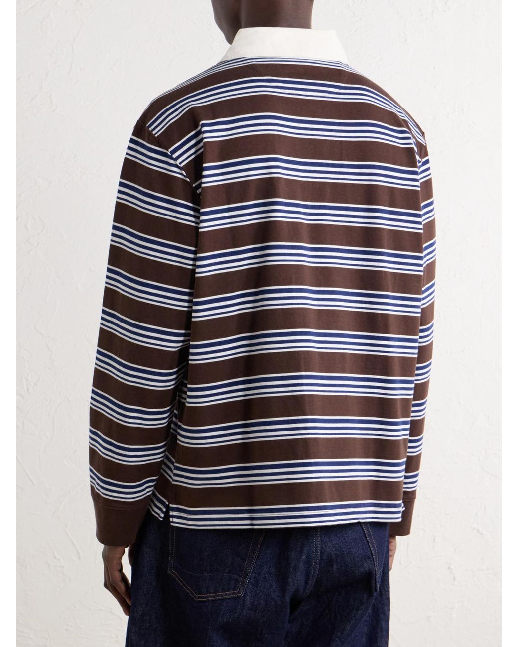 Corridor NYC Blue Striped Cotton-Jersey Polo Shirt for men