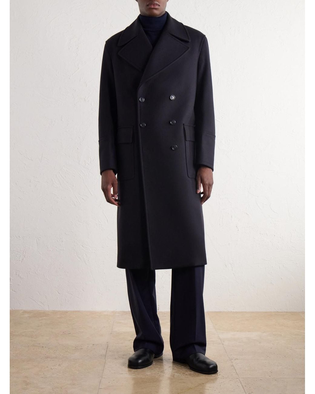 Valstar Blue Clifford Double-Breasted Wool-Blend Felt Coat for men