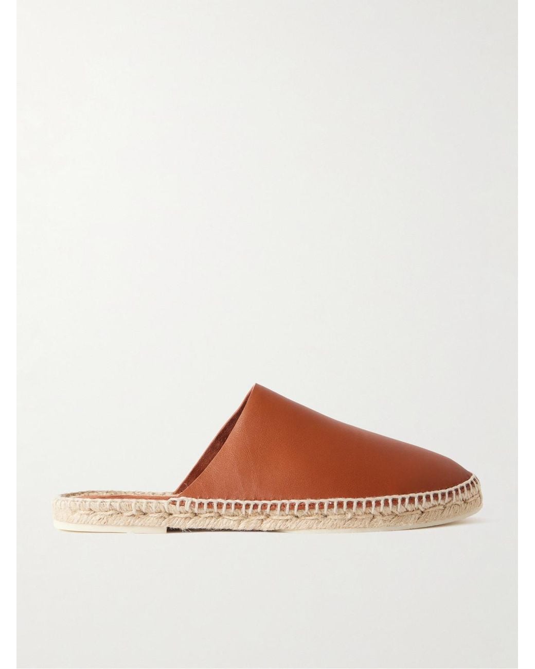 Loro Piana Brown Seaside Walk Leather Backless Espadrilles for men