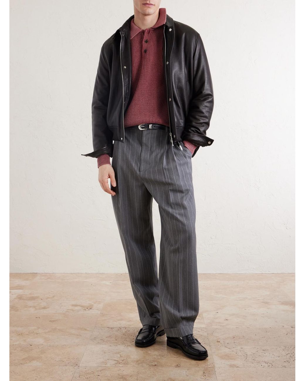 Aimé Leon Dore Pink Knitted Cotton-Blend Polo Sweater for men