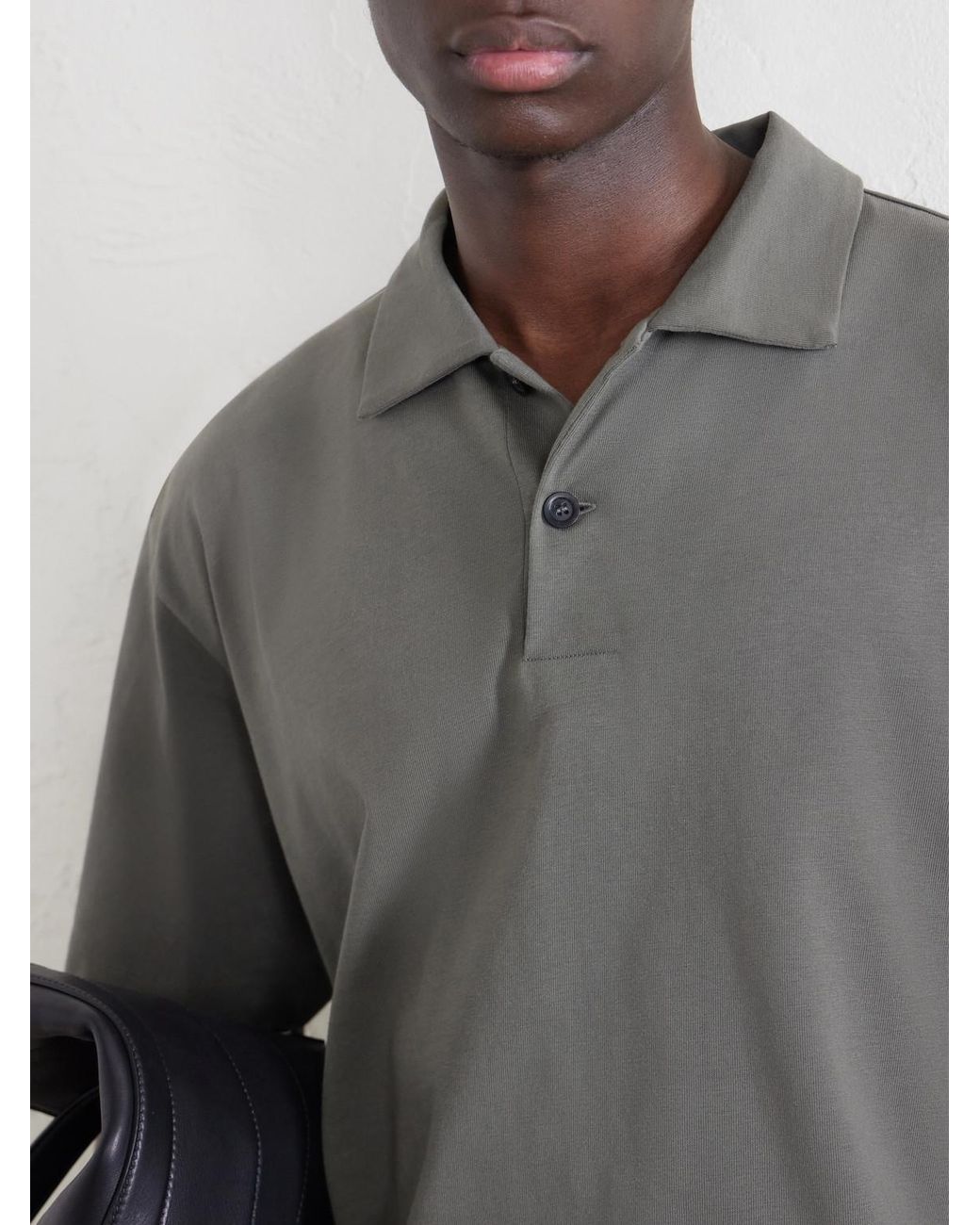 Margaret Howell Gray Cotton-Jersey Polo Shirt for men