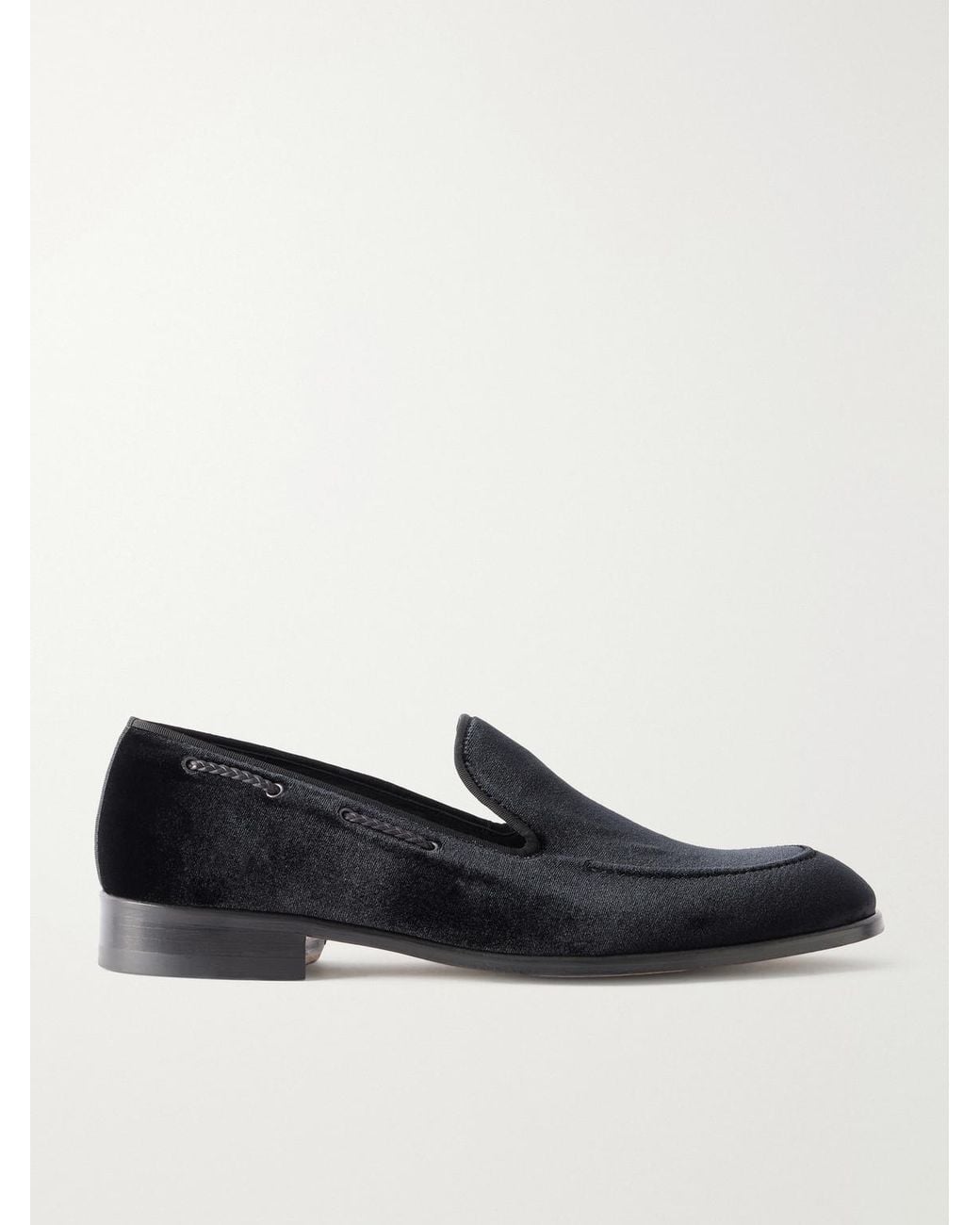 Mr P. Black Velvet Loafers for men