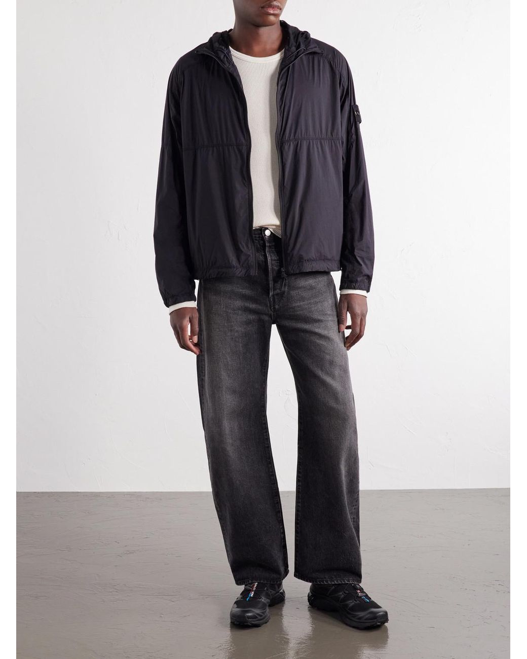 Stone Island Blue Hooded Ultralight Nylon Stretch-Tc Jacket for men