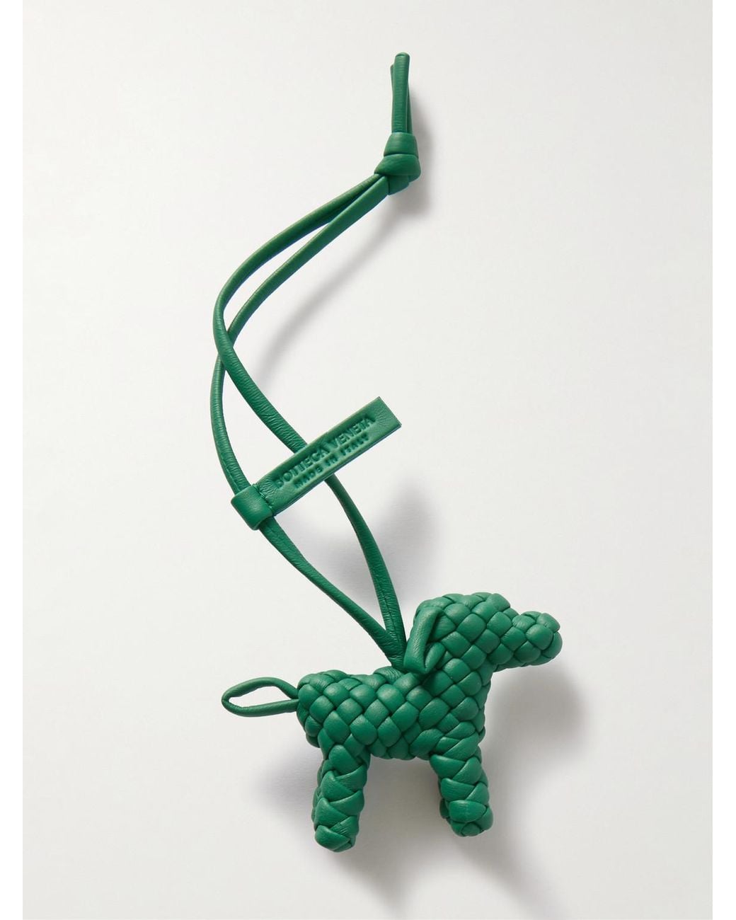 Bottega Veneta Green Logo-Debossed Intrecciato Leather Bag Charm for men