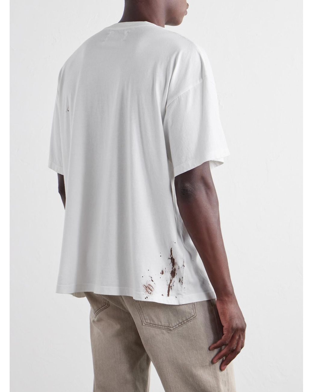 Satoshi Nakamoto Blue Minute Logo-Print Distress Cotton-Jersey T-Shirt for men