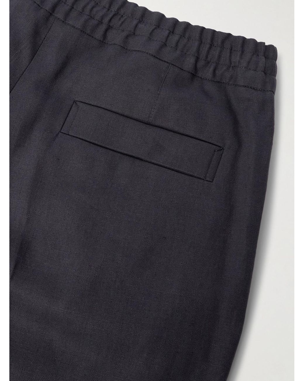 Zegna Blue Straight-leg Linen-twill Trousers for men