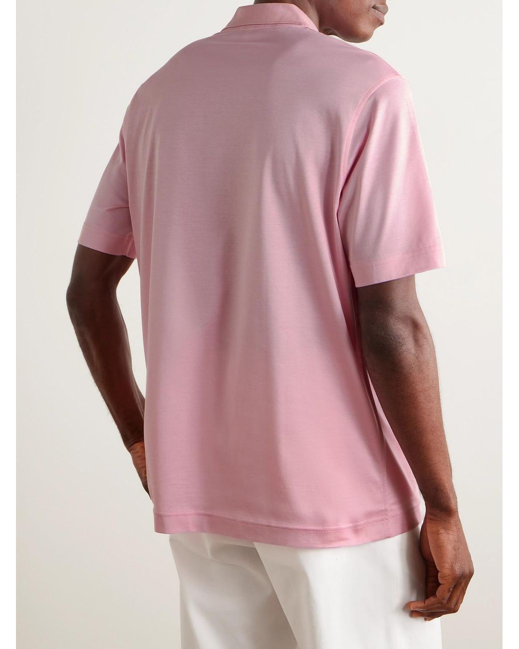 Charvet Pink Cotton Polo Shirt for men