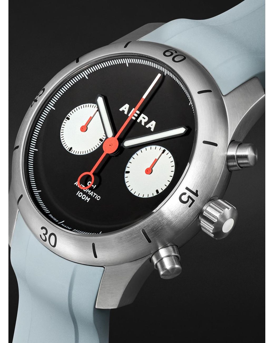 Aera Black C-1 Chrono Automatic Chronograph Stainless Steel Watch for men
