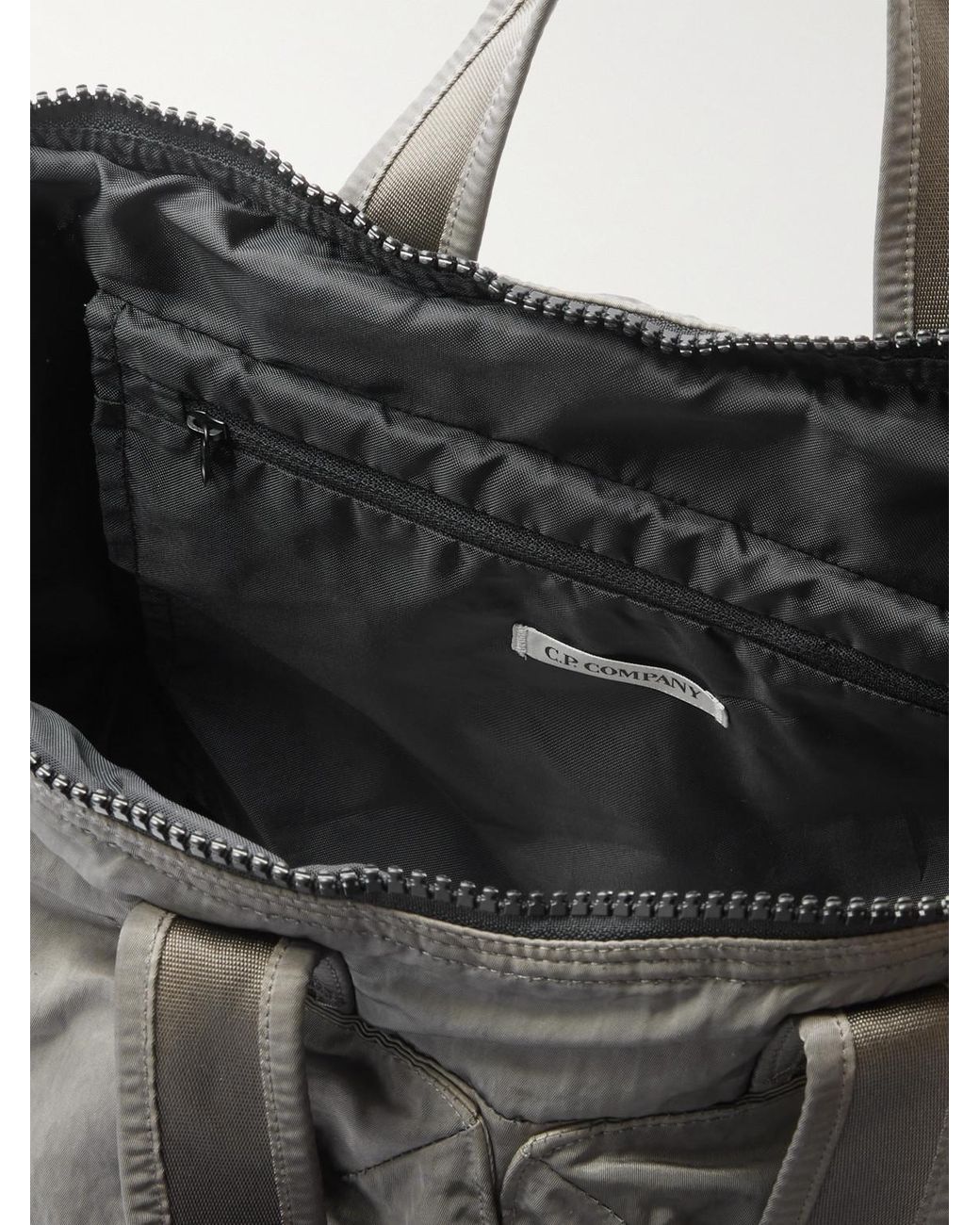 C.P. Company Logo-appliquéd Garment-dyed Nylon B Tote Bag in Grey