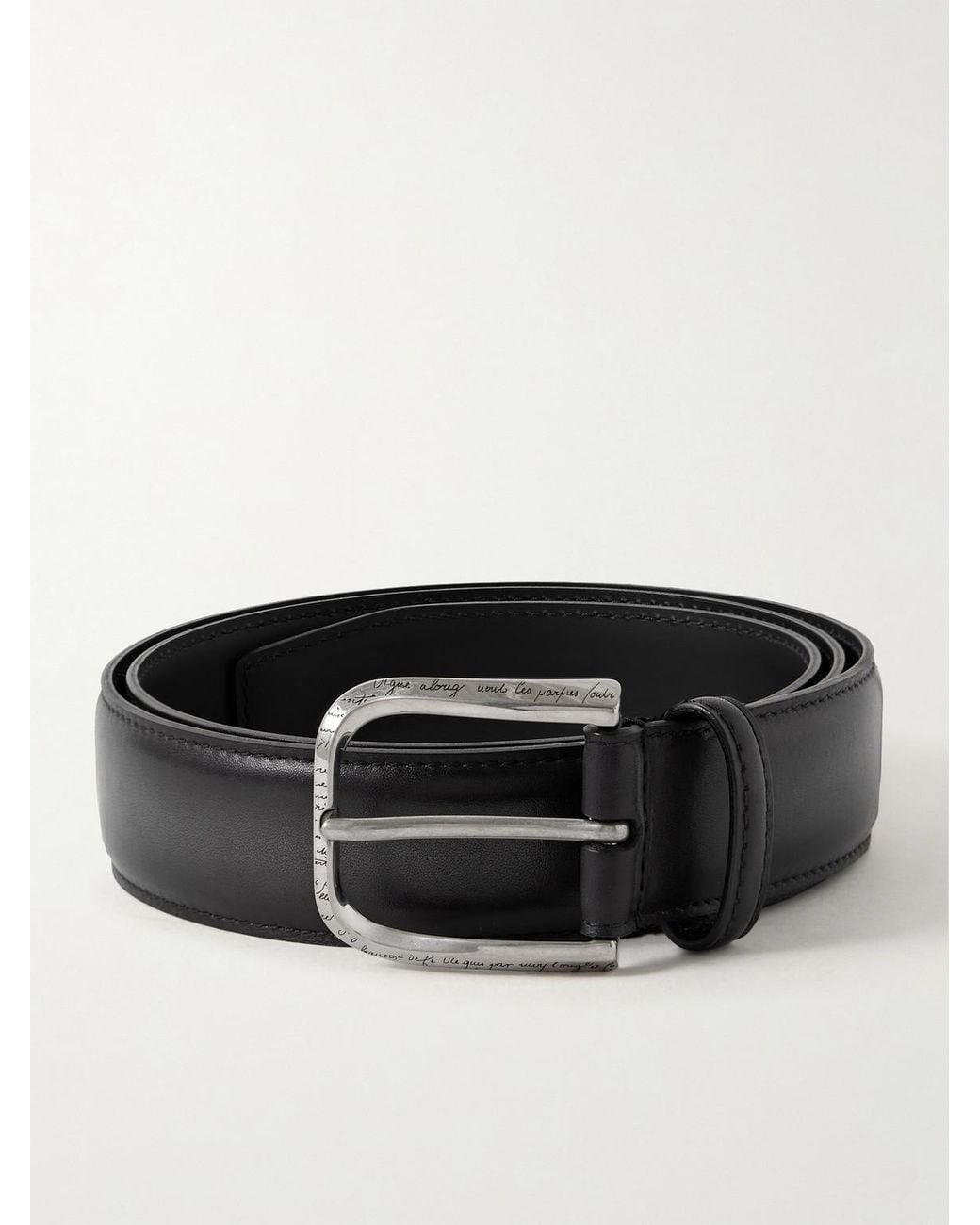 Berluti Black Curve 3.5Cm Scritto Venezia Leather Belt for men