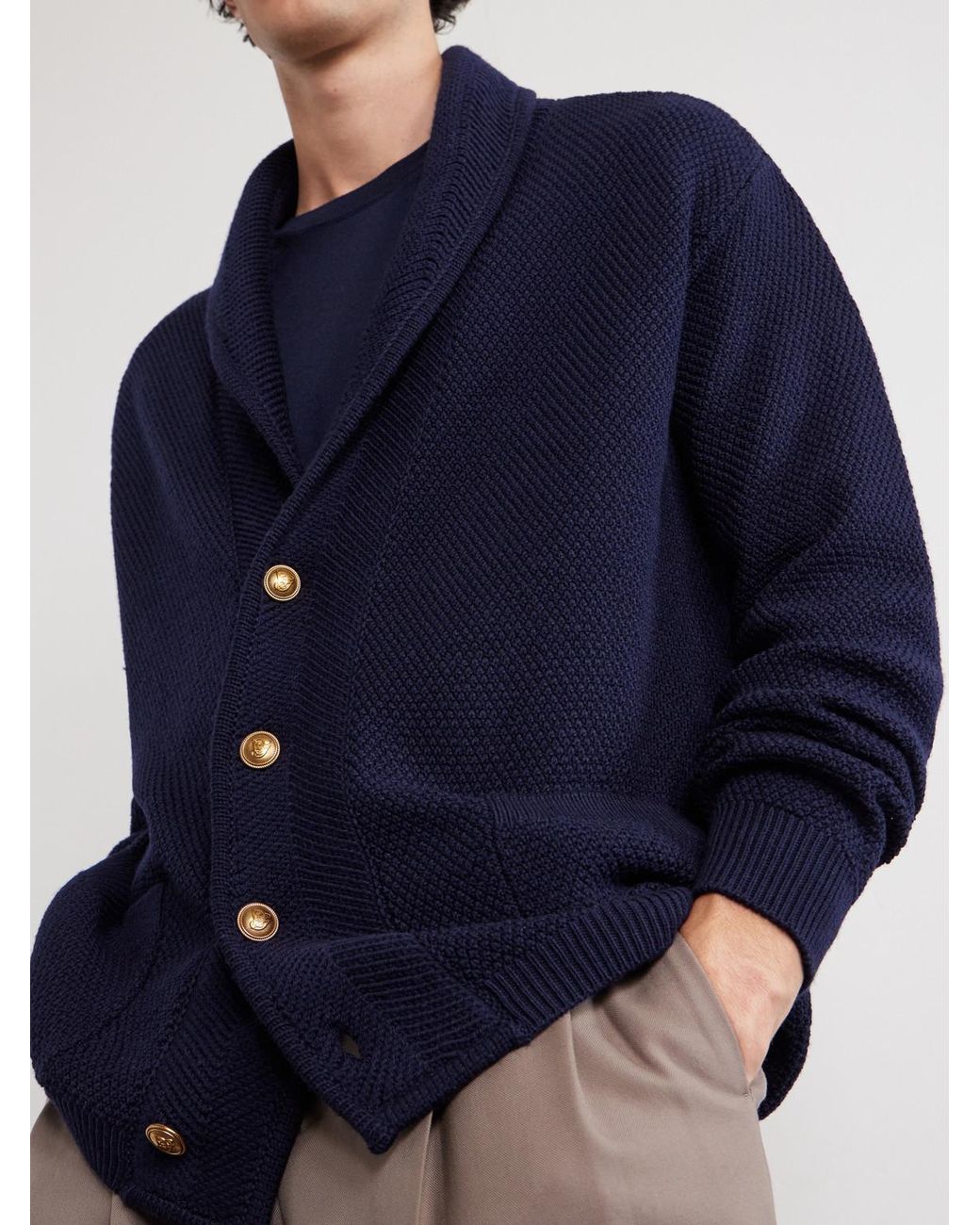 Valentino Garavani Blue Knit Wool Cardigan for men
