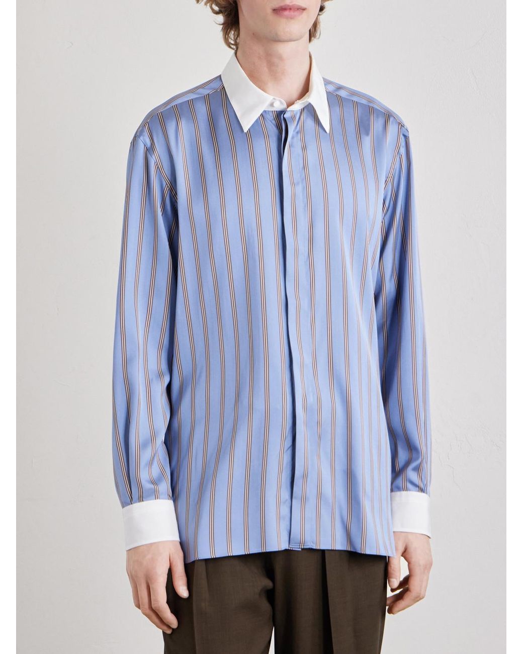 Tom Ford Blue Striped Silk Shirt for men