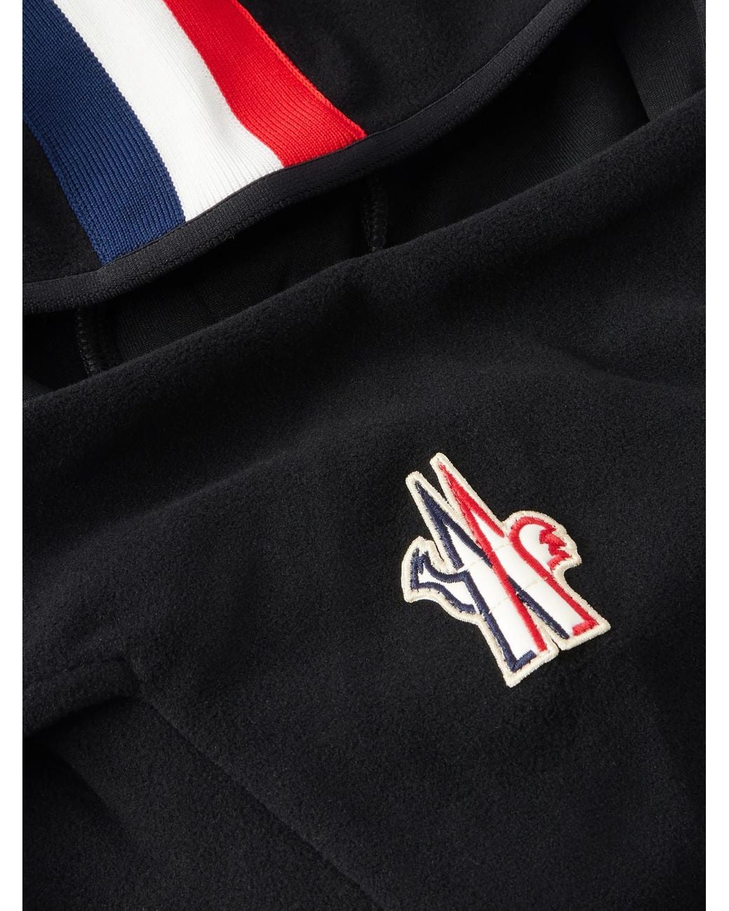 Moncler Blue Logo-Appliquéd Web-Trimmed Fleece Balaclava for men