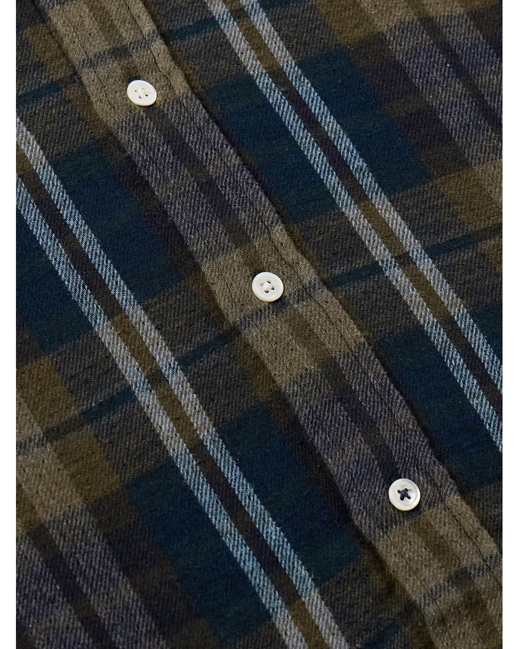 Hartford Blue Paul Checked Cotton-Flannel Shirt for men