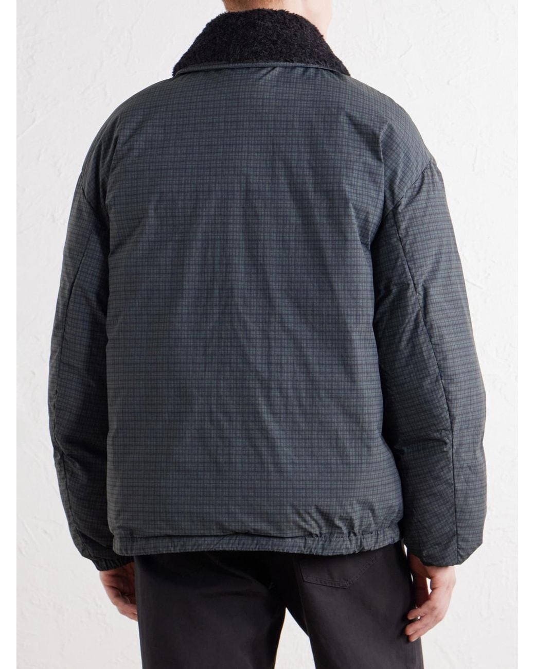 A Kind Of Guise Blue Esca Checked Cotton, Alpaca And Mohair-Trimmed Shell Down Jacket for men