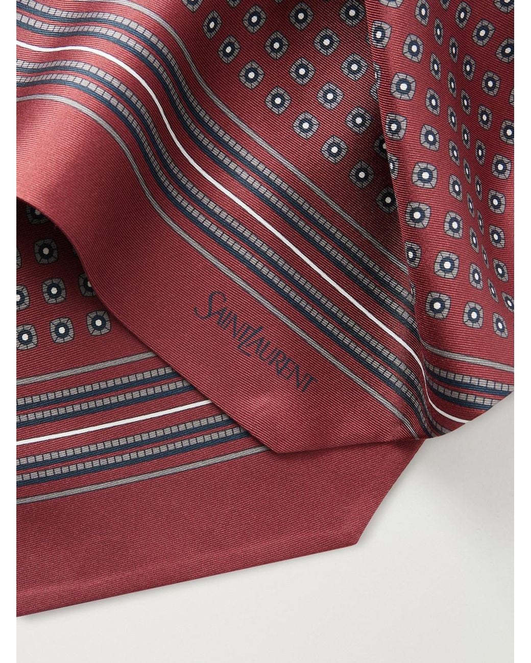 Saint Laurent Purple Printed Silk-twill Scarf for men