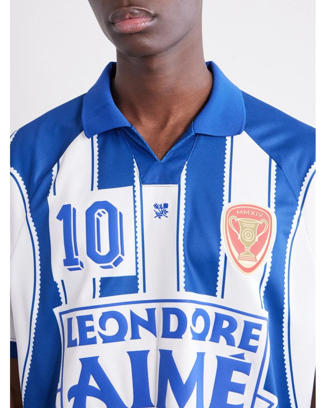 Aimé Leon Dore Blue Logo-Appliquéd Striped Jersey T-Shirt for men
