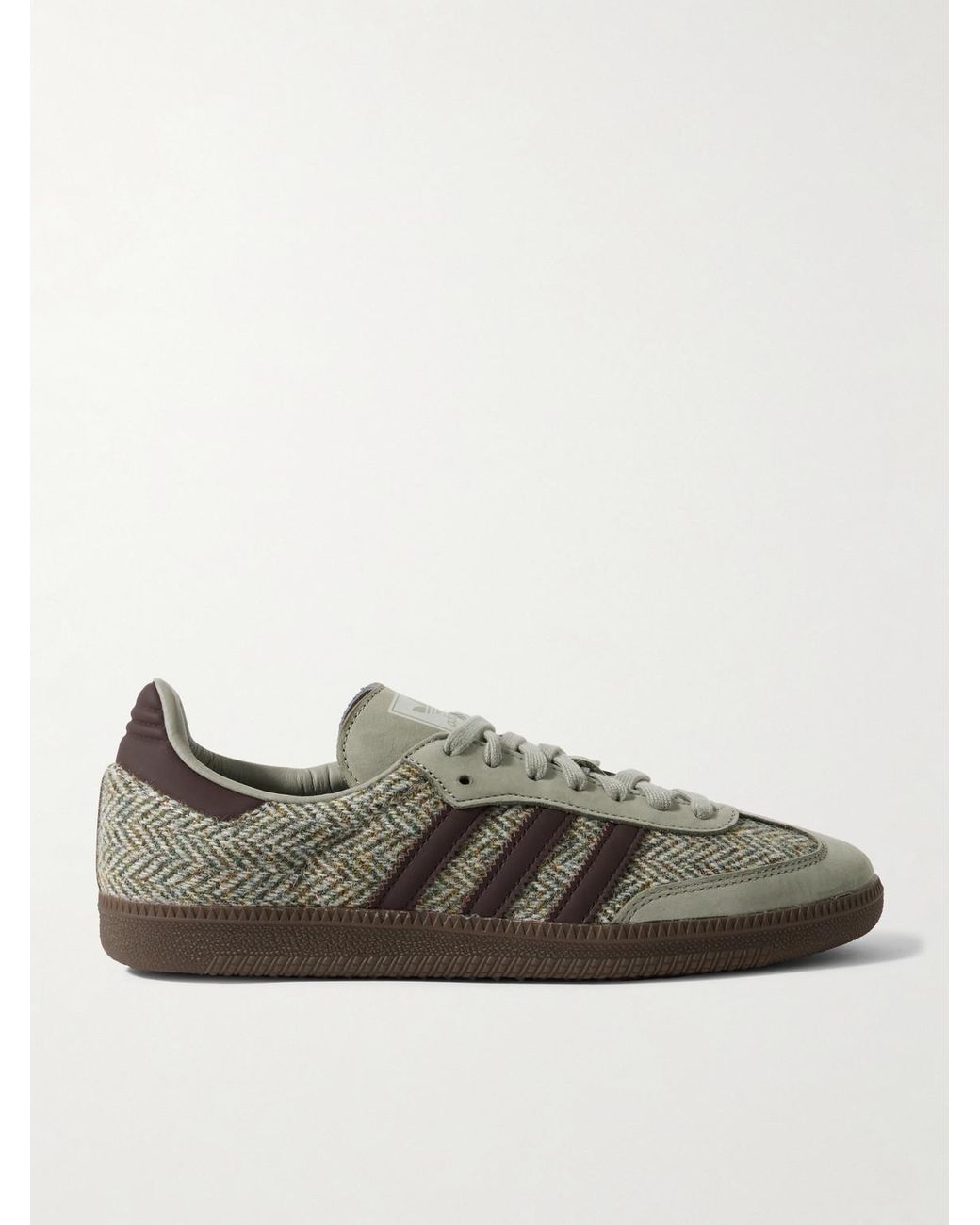 adidas Originals Samba Og Nubuck-Trimmed Tweed Sneakers in Green
