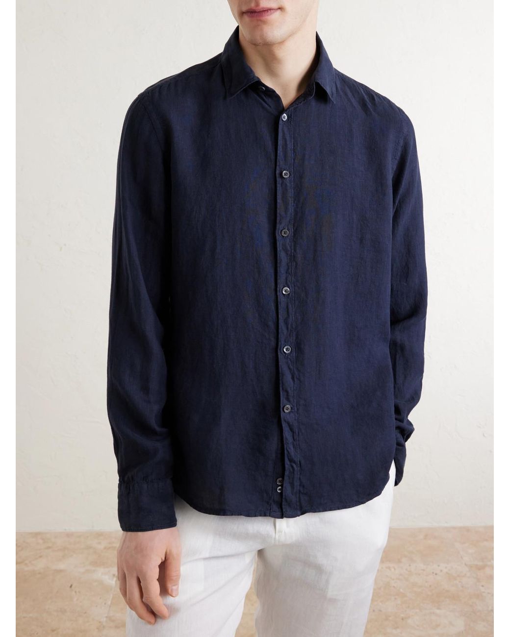Canali Blue Linen Shirt for men