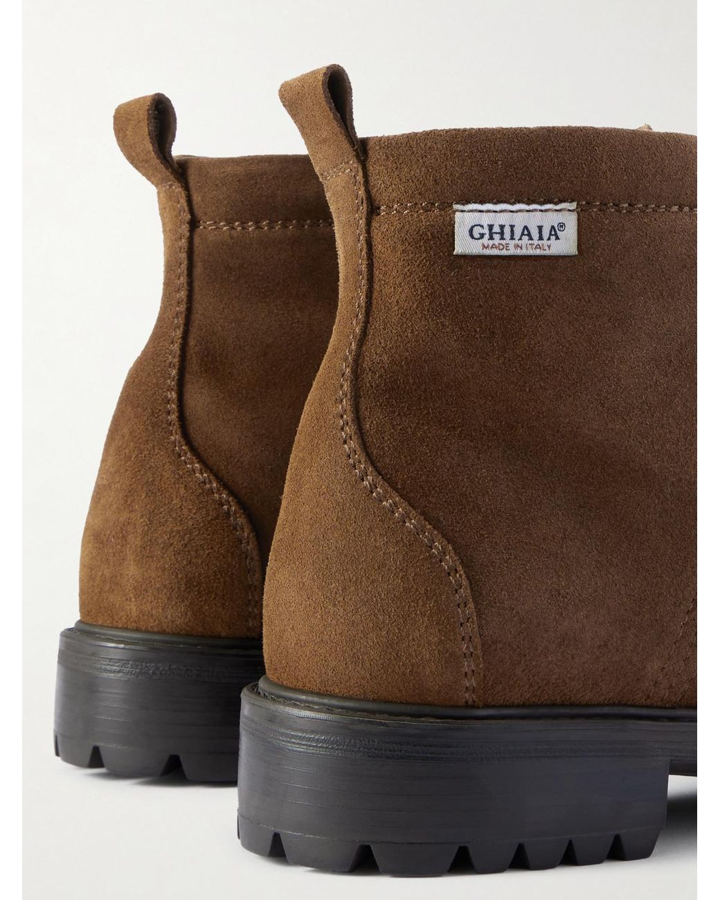 Ghiaia Brown Logo-Appliquéd Suede Boots for men
