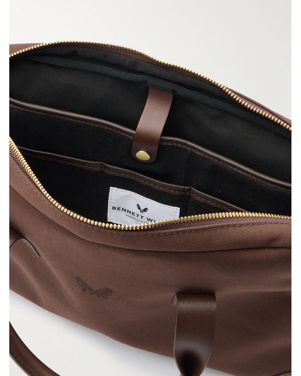 Bennett Winch Brown Cotton-Canvas And Full-Grain Leather Briefcase for men
