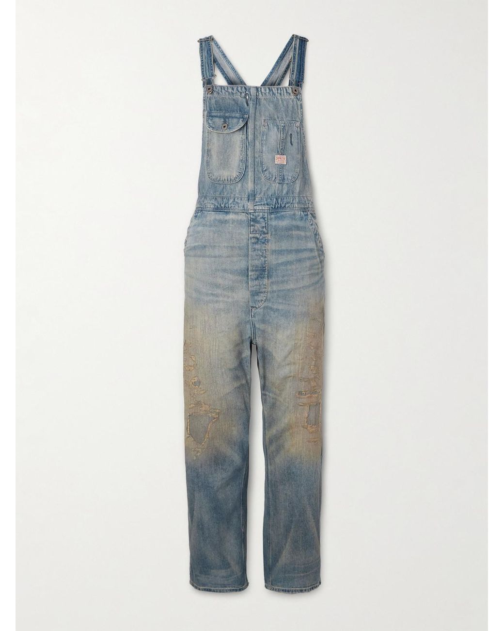 RRL Wescott Distressed Denim Overalls in Blue for Men Lyst UK