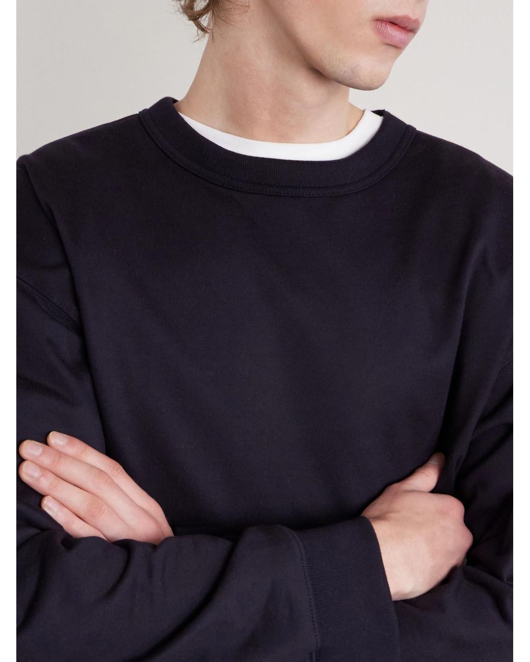 Dries Van Noten Blue Cotton-Jersey Sweatshirt for men