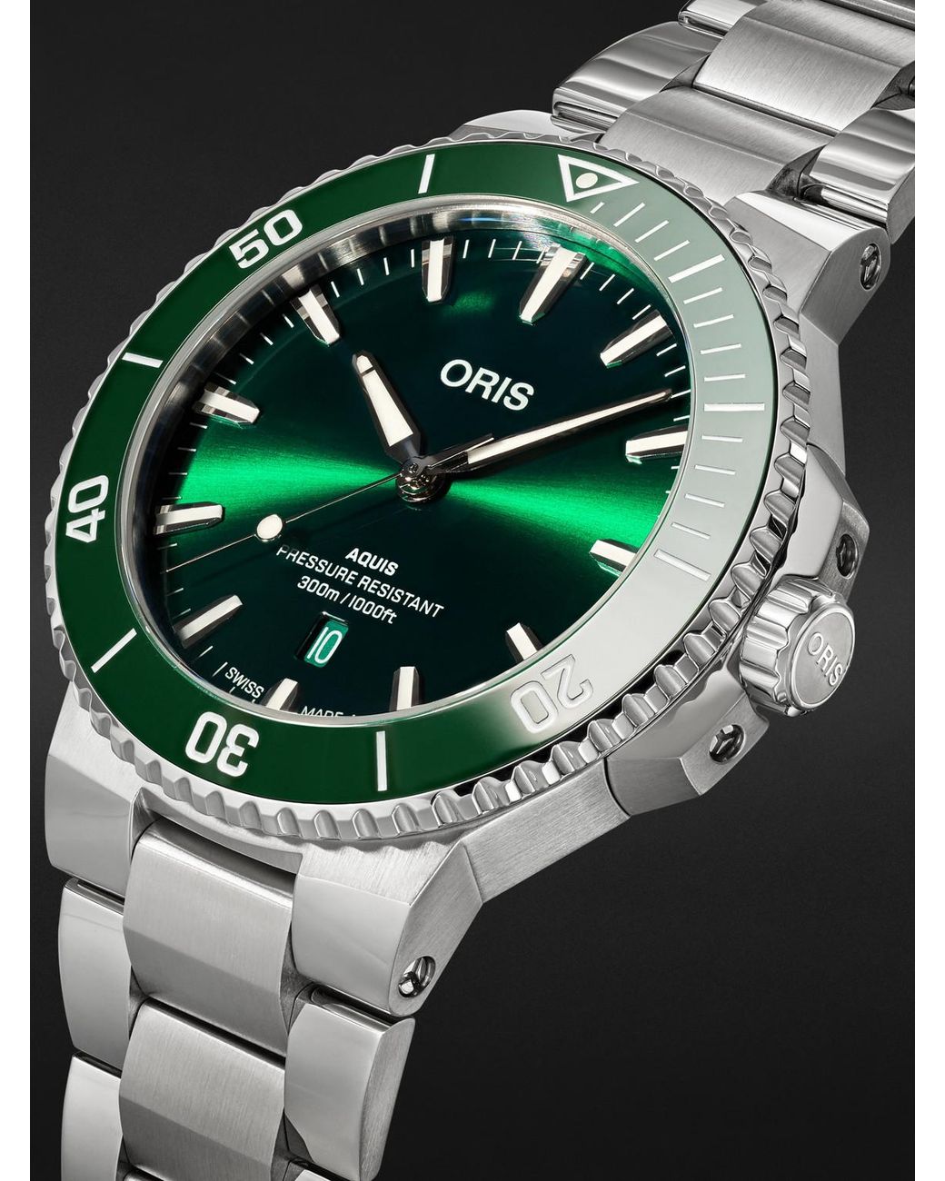 Oris Black Aquis Date Automatic Stainless Steel Watch, Ref. 01 733 7789 4157-07 8 23 04Peb for men
